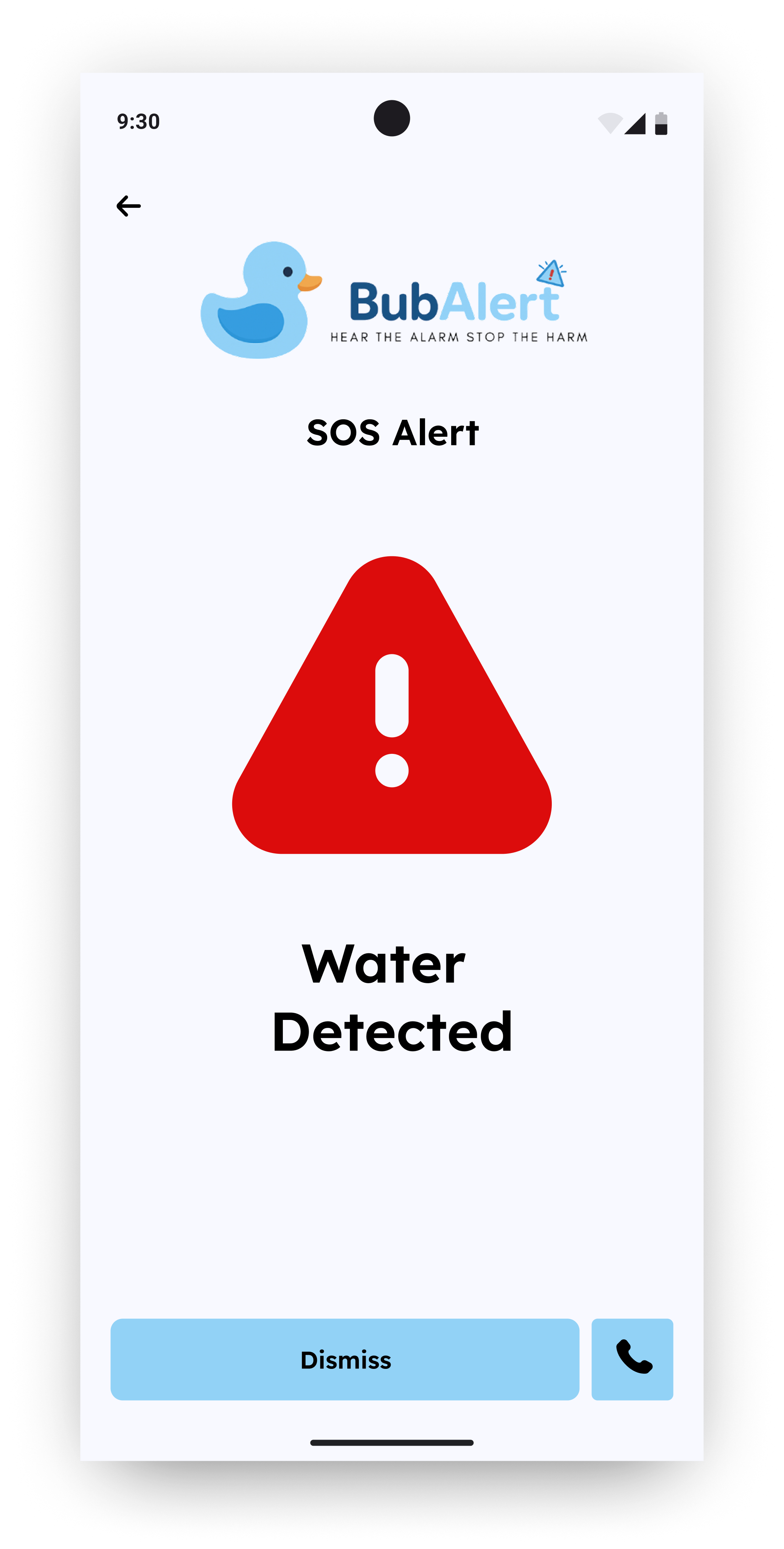 BubAlert SOS Alert screen